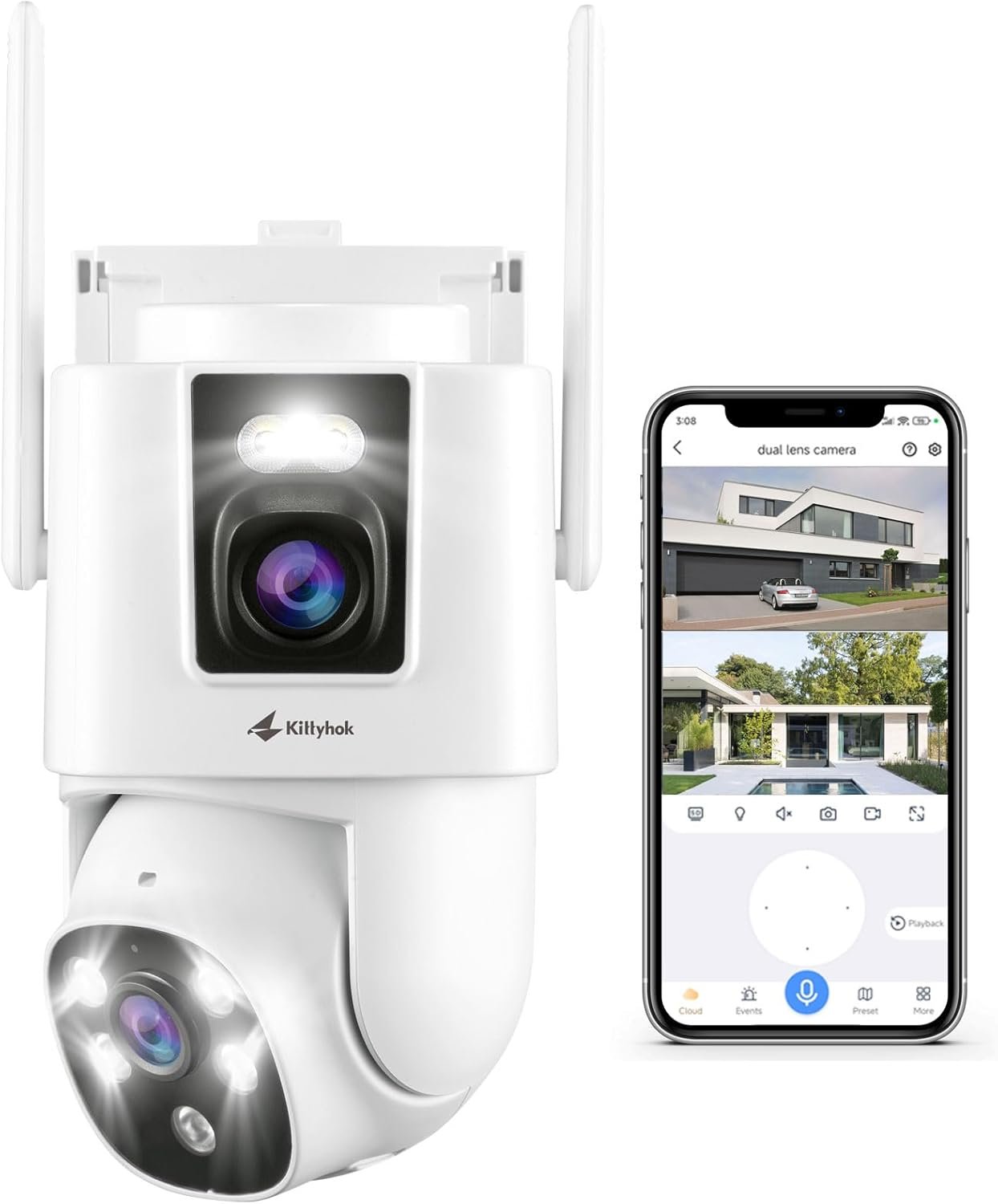 2K Dual Lens Security Camera Outdoor Wireless
