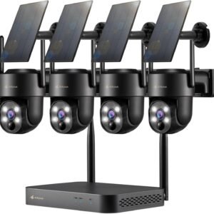 Black Solar Security Cameras Wireless Outdoor System
