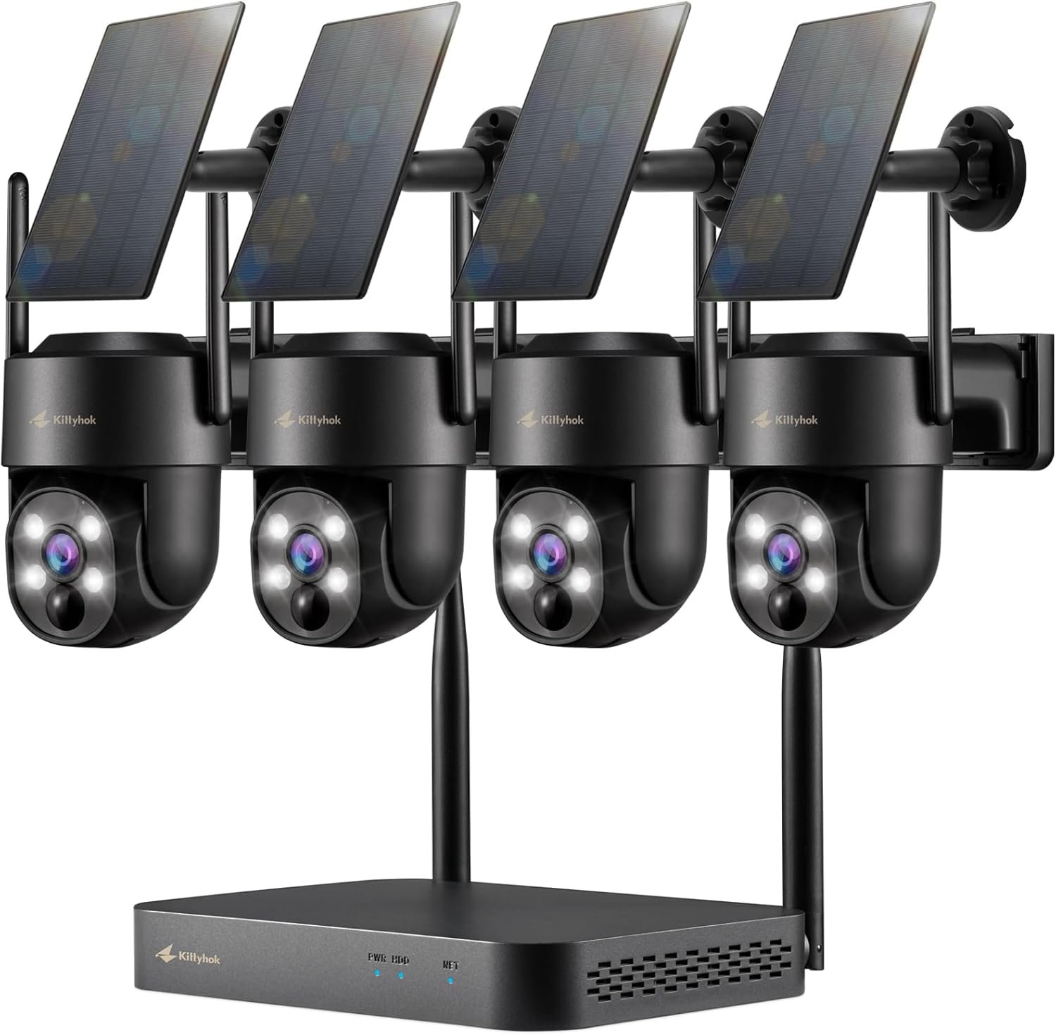Black Solar Security Cameras Wireless Outdoor System