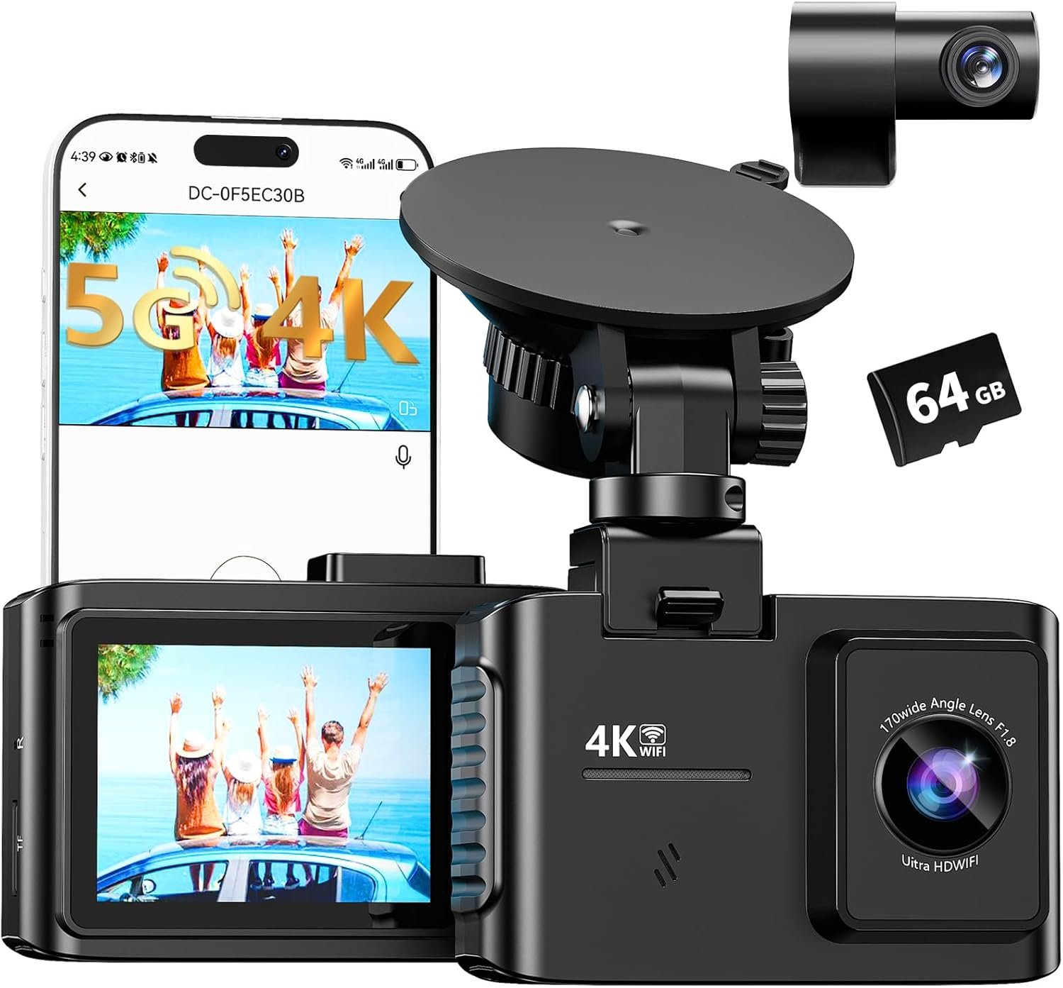 4K Dual Channel Dash Cam – 5GHz WiFi