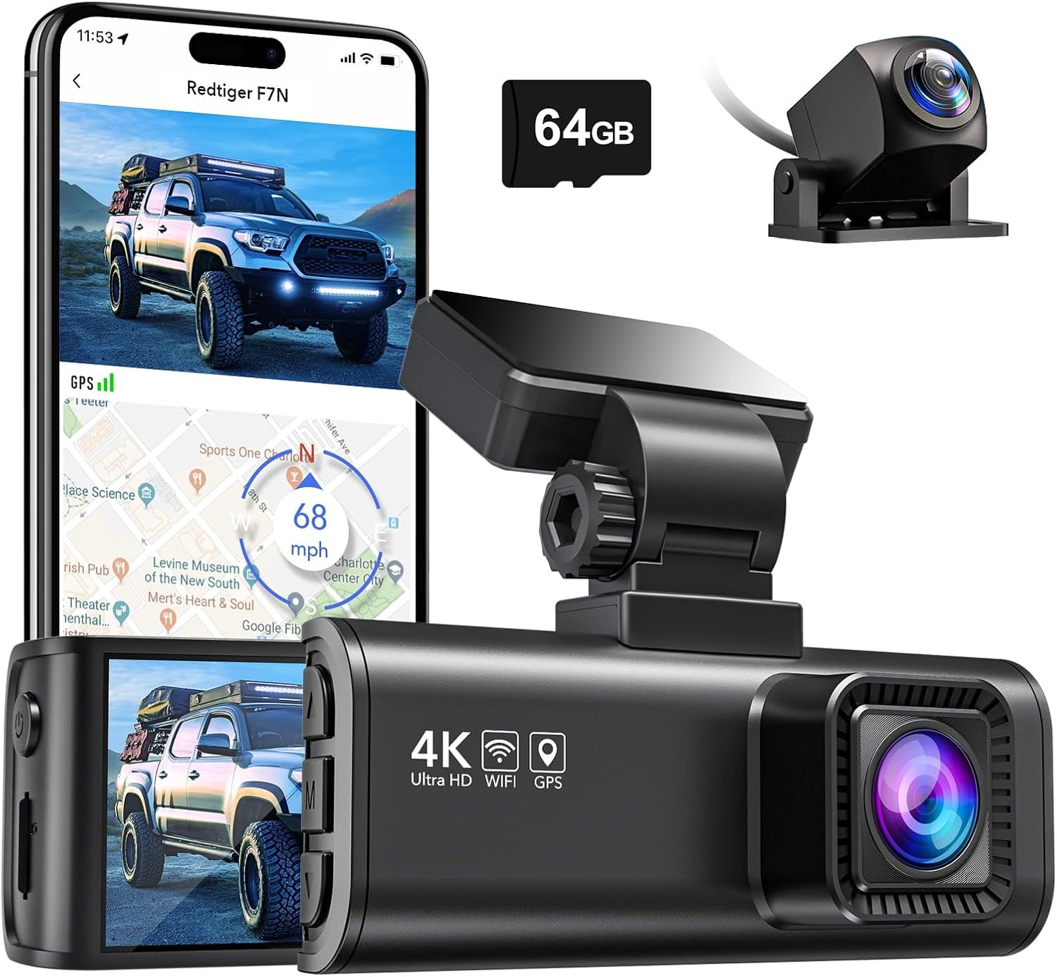 REDTIGER F7N 4K Dash Cam Front and Rear