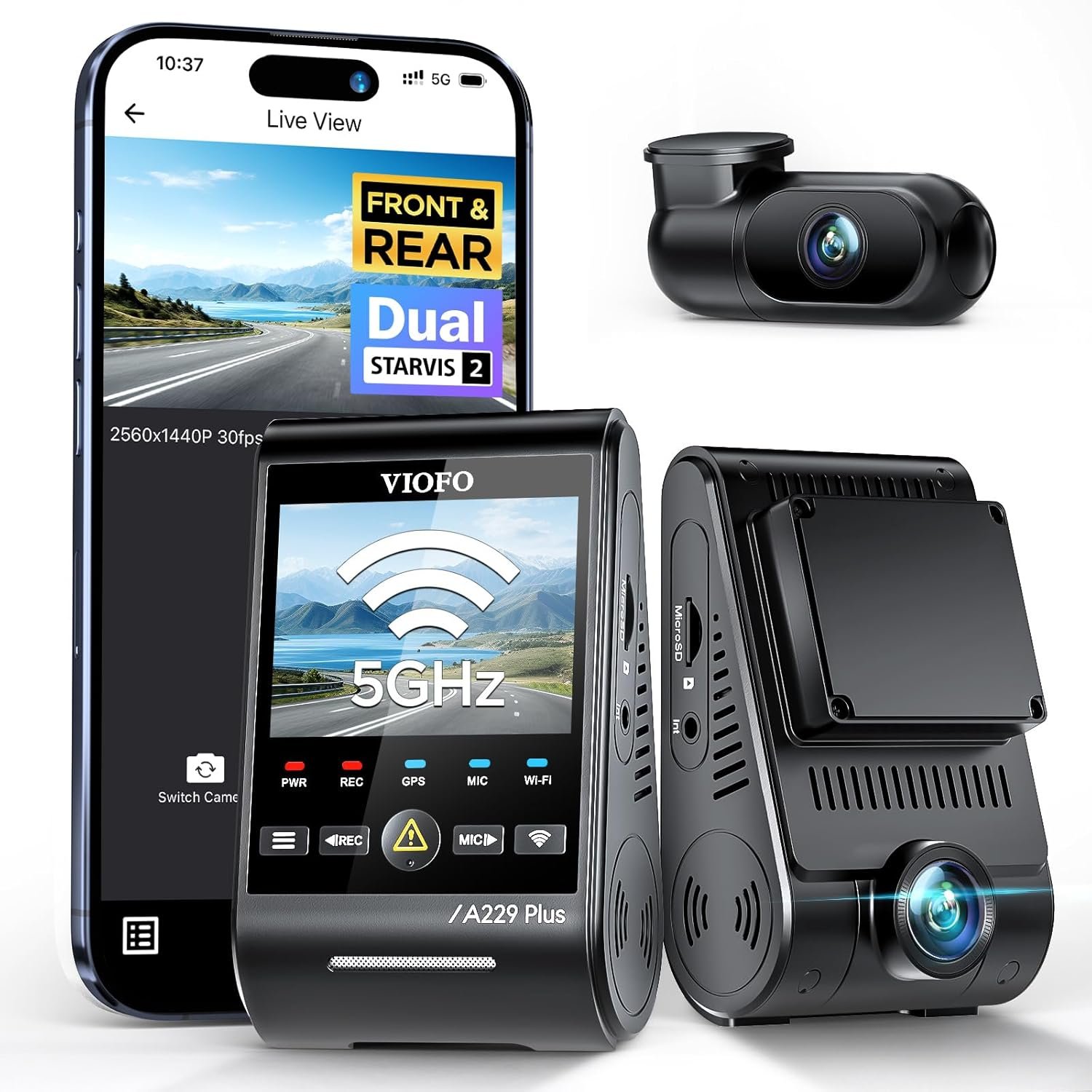 VIOFO A229 Plus Dash Cam Front and Rear